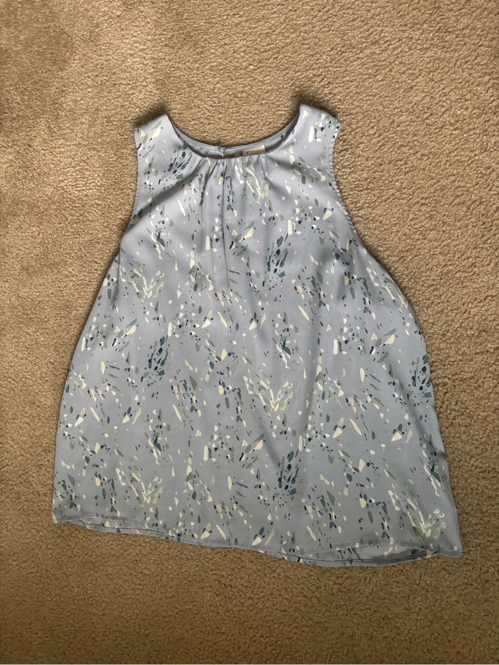 a new day Pale Blue Sleeveless Floral-Print Blouse